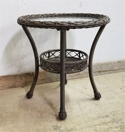 Glass Top Woven Indoor/Outdoor Table...19x19