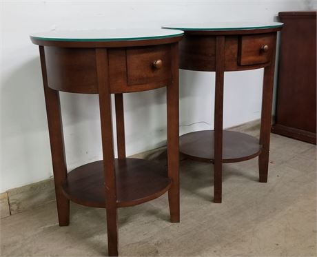 Pair of Glass-Top End Tables...20x28