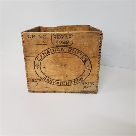 Vintage Wood Butter Crate...13x13x11