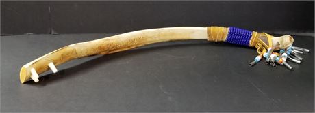 Native American Beaded Elk Rib with Carving Back Scratcher