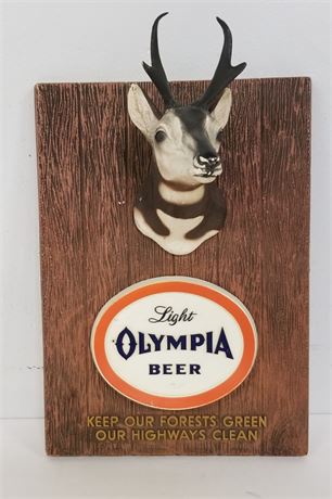 Vintage Olympia Beer Antelope Wall Hanger