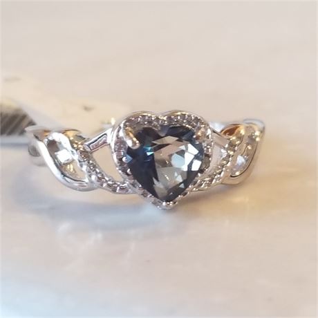 925 Sterling Silver .82 CT Mystic Gemstone & Diamond Ring...Sz 7 New!