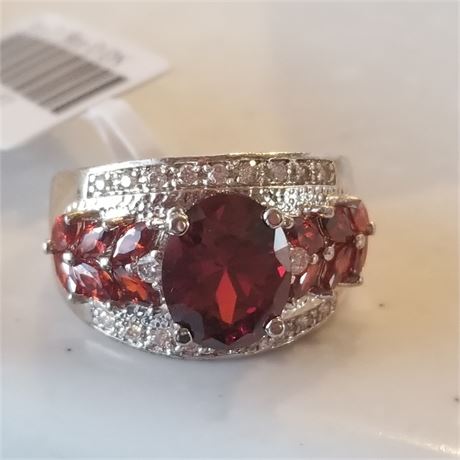 Created Ruby 925 Sterling Silver Ring...Sz 7 New!