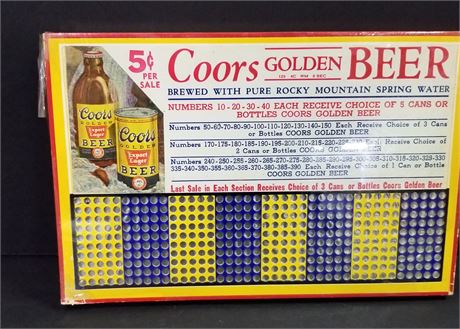 Collectible Coors Salesman Sales Board...No Punch!