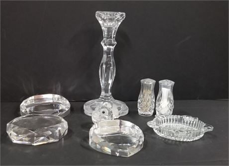 Assorted Collectible Crystal Paper Weights Dining Table Items