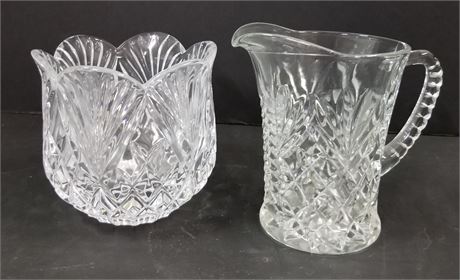 Collectible German Crystal Candy Pitcher & Bowl