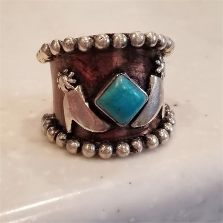 Copper+Sterling Silver & Turquoise Ring New! SZ 7