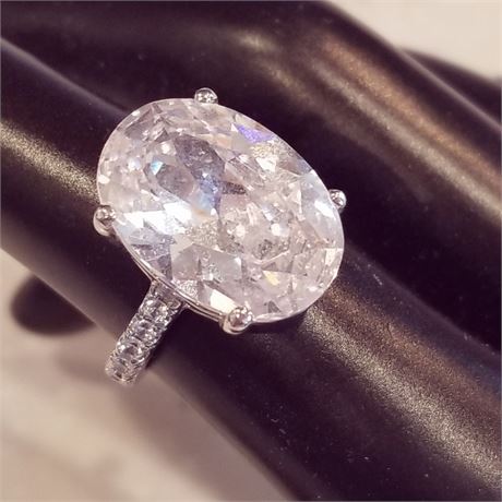 Sterling Cubic Zircon Cocktail Ring...Sz 7