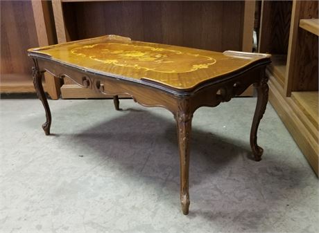 Antique Inlaid Wood Accent Table...35x18x16