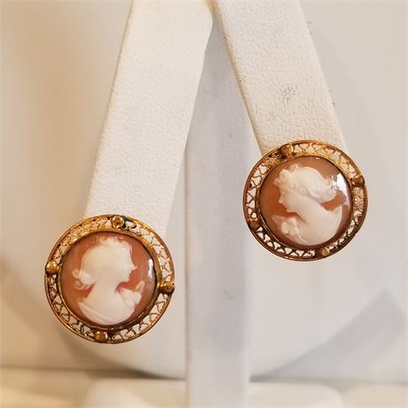 Vintage 12k Gold Filled Cameo Earrings