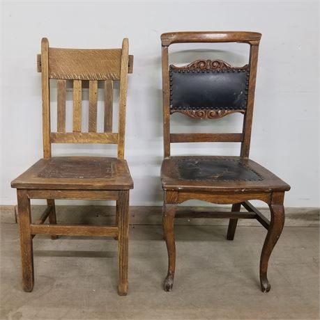 2 Antique Hardwood Chairs