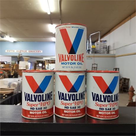 Vintage Paper & Metal Valvoline Oil Cans..Full