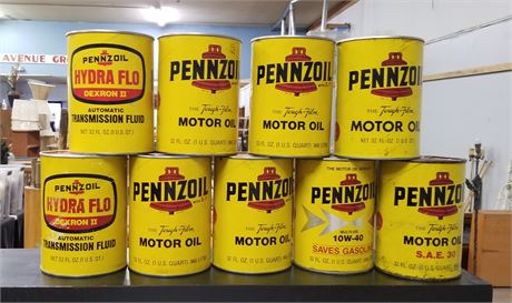 Vintage Paper Penzoil Oil Cans...All Cans Full