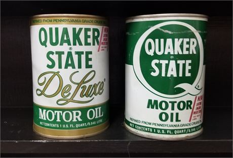 2 Vintage Metal Quaker State Oil Cans...Full