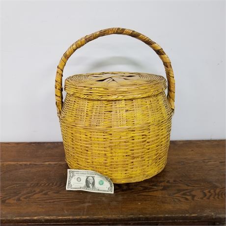 Vintage Woven Basket w/ Lid
