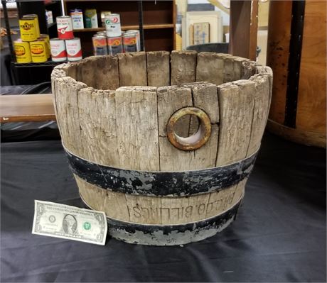 Marked "BRG Co Billings" Small Whiskey Barrel Planter