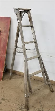 Vintage Wood Step Ladder 6ft...#2