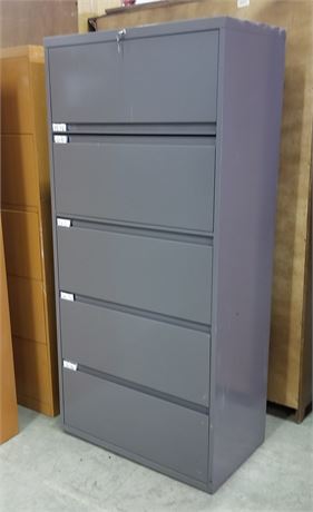 5 Drawer Metal File Cabinet w/ Keys!-30x28x61 (grey)