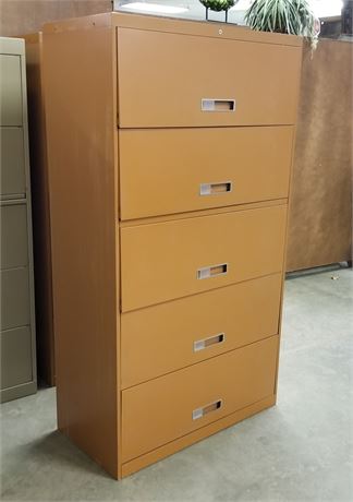 5 Drawer Metal File Cabinet-36x18x65 (orange)