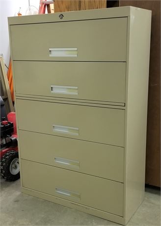 5 Drawer Metal File Cabinet-42x18x64 (beige)