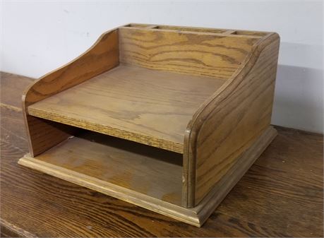 Antique Wood Desk Organizer