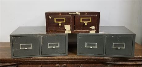 Vintage Wood & Metal Card Filing Cabinets...14x17x5