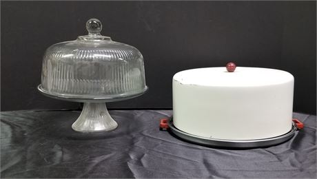 Vintage Glass & Aluminum Cake Keepers