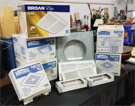 Assorted New In Box Bathroom Fan Fixtures