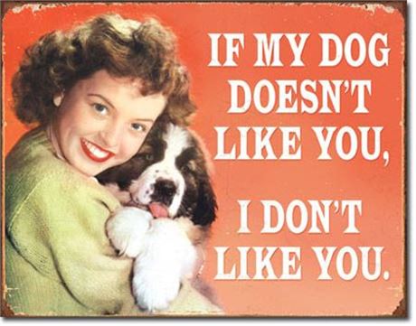 "My Dog Doesn't Like You" Metal Sign