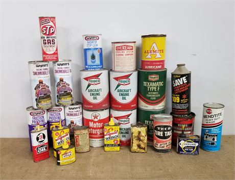 Asst. Collectible Full & Empty Automobile Fluid Cans