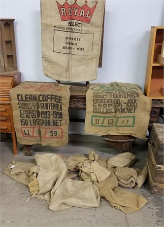 Collectible Burlap Coffee Bags - 17pcs