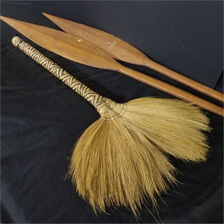 Collectible Oars From the Philippines & Woven Handled Broom