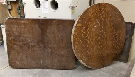 Two Vintage Hardwood Table Tops