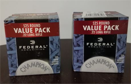 2 Boxes Federal .22 LR Ammo - 1050 Total Rounds