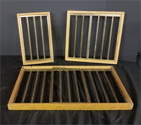 Antique Oak & Brass Cage Window/Grates