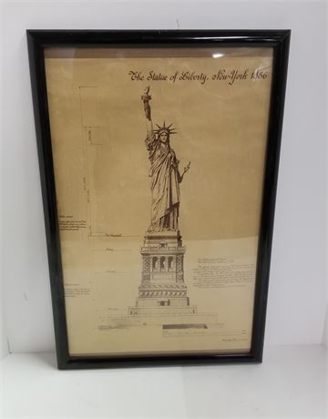 Framed Statue of Liberty Dimensions Diagram