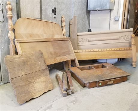 Assorted Vintage Headboards, Footboards, and Desk Tops