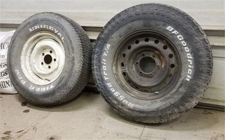 Two Spare Truck Tires - P265/70R16 & P235/75R15