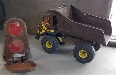 Weathered Vintage Tonka Truck and Vintage Reflector