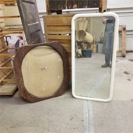 2 Vintage Mirror Frames (one with Beveled Mirror) - 20x42 & 28x30