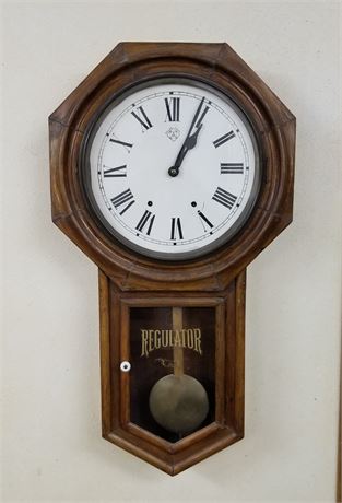 Nice Regulator Railroad Wall Clock...32x17...Works !!!