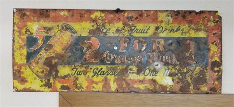 Vintage Orange Drink Sign - 11x27