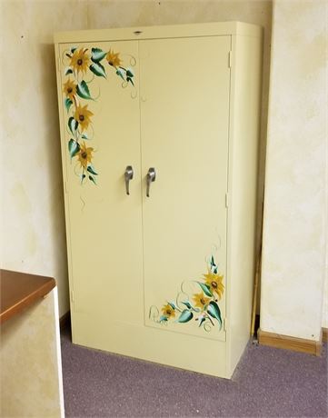 Hand Painted Metal Office Cabinet w/ Safe - 32x20x60