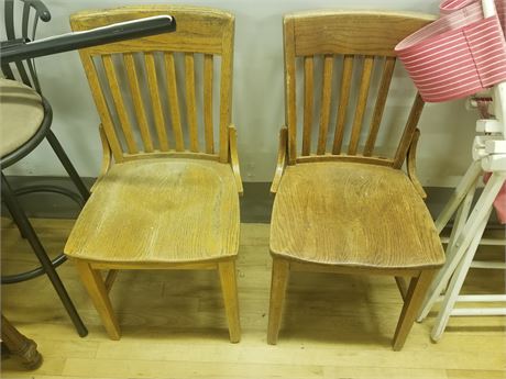 Solid Oak Vintage School Chairs