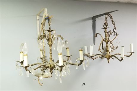 A Pair of Vintage Electric Candelabra Chandeliers - 18"