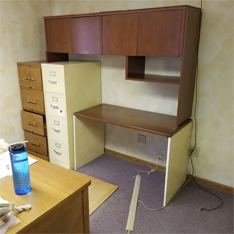 Wood Shelving Unit (72x13x43) & Work Table (48x24)