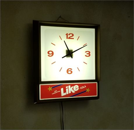 Vintage "Like Cola" Lighted Wall Clock (works) - 19x22