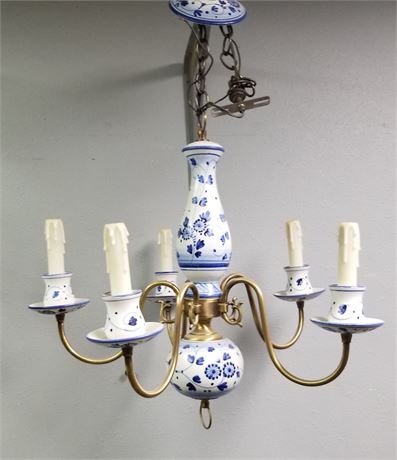 Classy Vintage Porcelain Electric Candelabra Chandelier - 18"