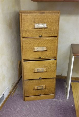 Vintage Wood Center Section File Cabinet - 27x20x52