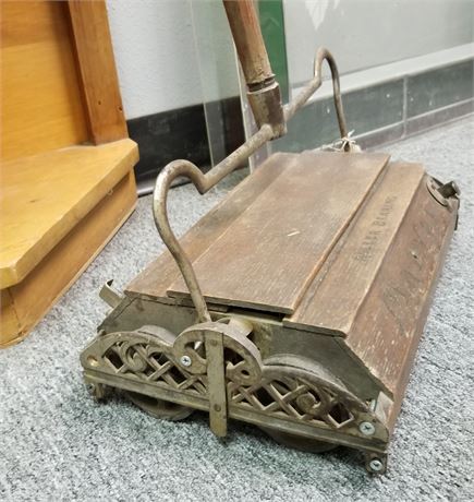 Antique Marvel Carpet Sweeper w/ Wooden Housing